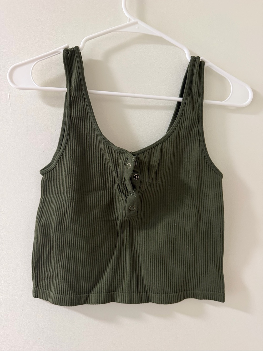 Aeropostale Olive Green Ribbed Henley Tank